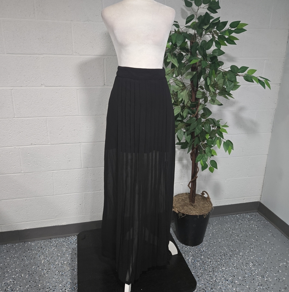 Y2K Sheer Pleated Straight Maxi Skirt Goth Witchy Stevie Nicks Glam Medium
